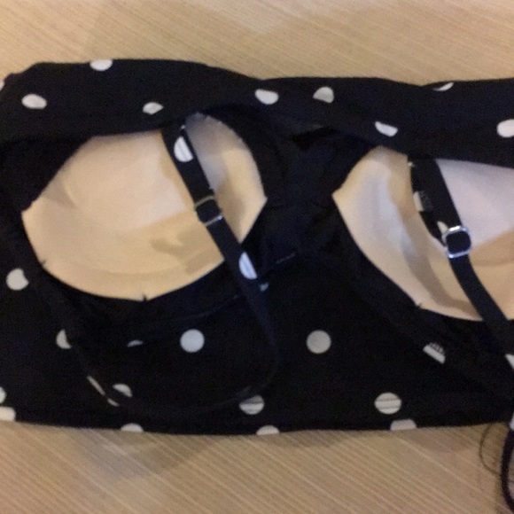 Lands End 6p black and white polka dots tankini - Picture 3 of 4